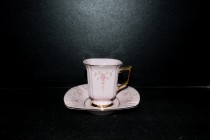 Šálka s tanierikom Empír 158, ružový porcelán