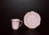 Šálka s tanierikom Amis 158, ružový porcelán.
