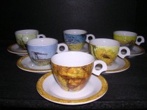 Šálka s tanierikom dova van Gogh káva 140 mm. 6ks