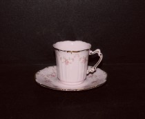 Šálka s tanierikom Amis 158, ružový porcelán.