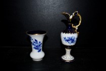 Váza 10 cm a karafa 17 cm, kobaltová dekorácie
