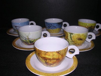 Šálka s tanierikom dova van Gogh káva / čaj 160 mm. 6ks