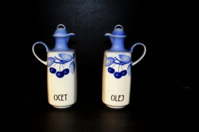 Fľaša Olej - Ocot 0,3 l dekor Blue Cherry 2ks.