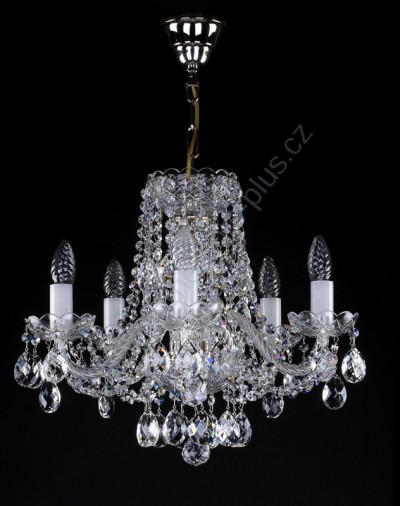 Luster krištáľový 5 ramenný 12L126CL5 47x41cm nikel reťaz