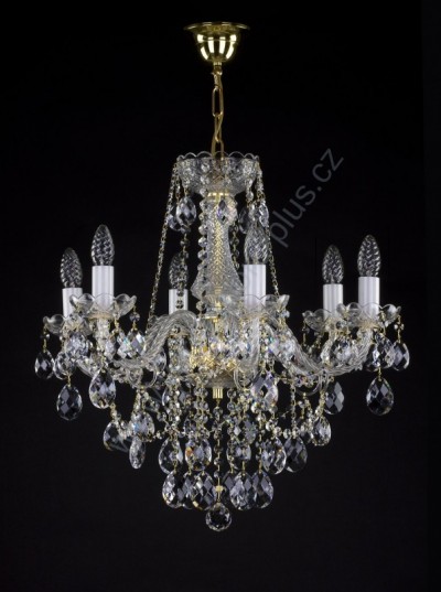 Luster krištáľový 6 ramenný 18L098CL6 58x57cm pozlátený reťaz