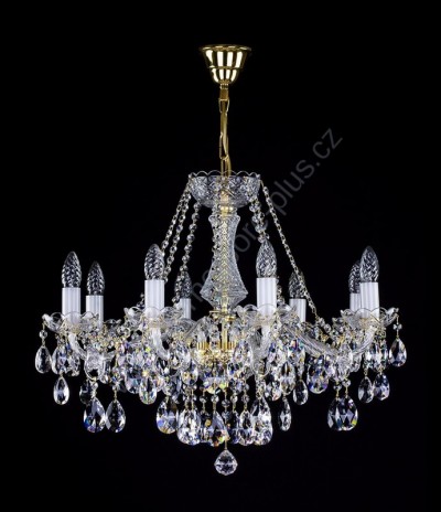 Luster krištáľový 8ramenný 9L130CL8 65x51cm pozlátený reťaz