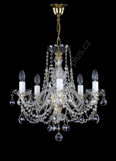 Luster krištáľový exclusiv 5 ramenný 1L048CE5 49x46cm pozlátený reťaz