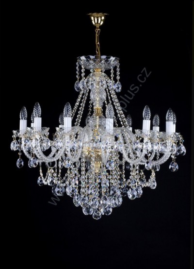 Luster krištáľový Swarovski 12 ramenný 8LA016SW12 80x77cm pozlátený reťaz