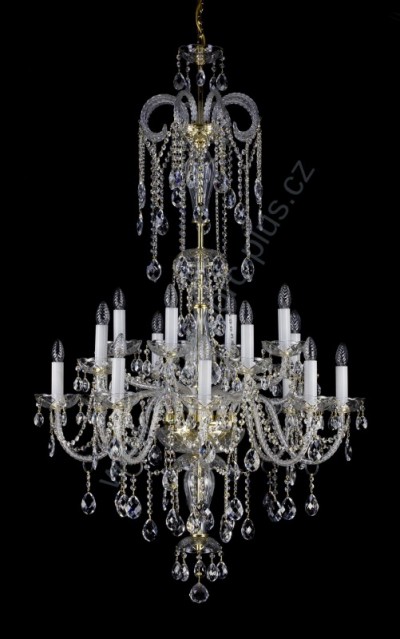 Luster krištáľový Swarovski 2poschodový 16 ramenný 14L002SW16 91x150cm pozlátený