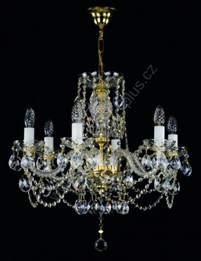 Luster krištáľový Swarovski 6ramenný 1L141SW6 59x57cm pozlátený reťaz