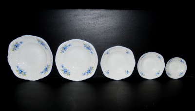 Šalátová súprava Bernadotte, porcelán nezábudky, 5 dielna