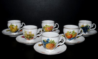 Šálka ​​s tanierikom Bernadotte ovocie 6ks, 0,15 l.